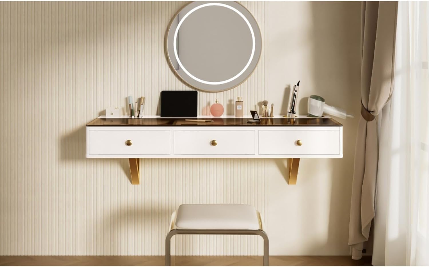 Compact Wall-Mounted Vanity Table