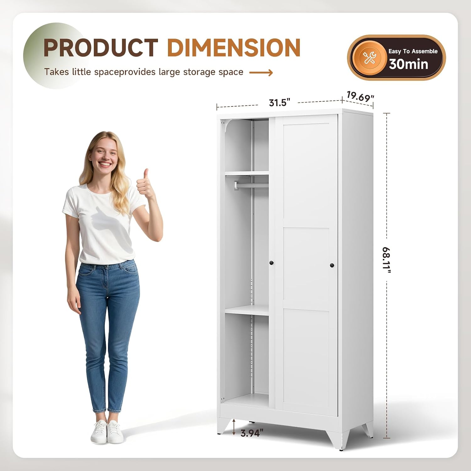 Sliding Narrow Wardrobe Cabinet