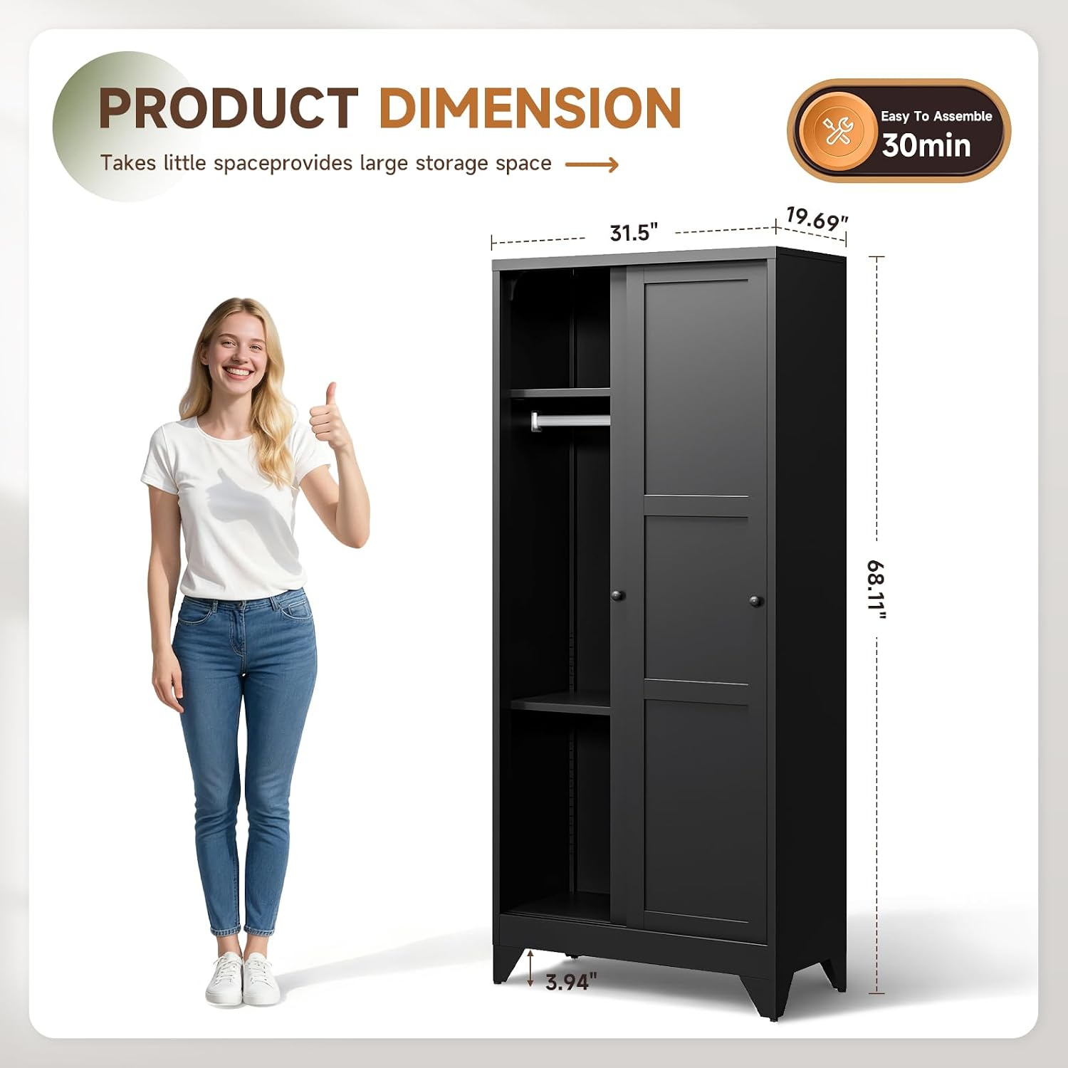 Sliding Narrow Wardrobe Cabinet