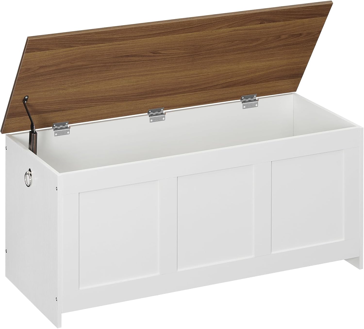 White Walnut Retro Lift Top Wooden Storage Bench