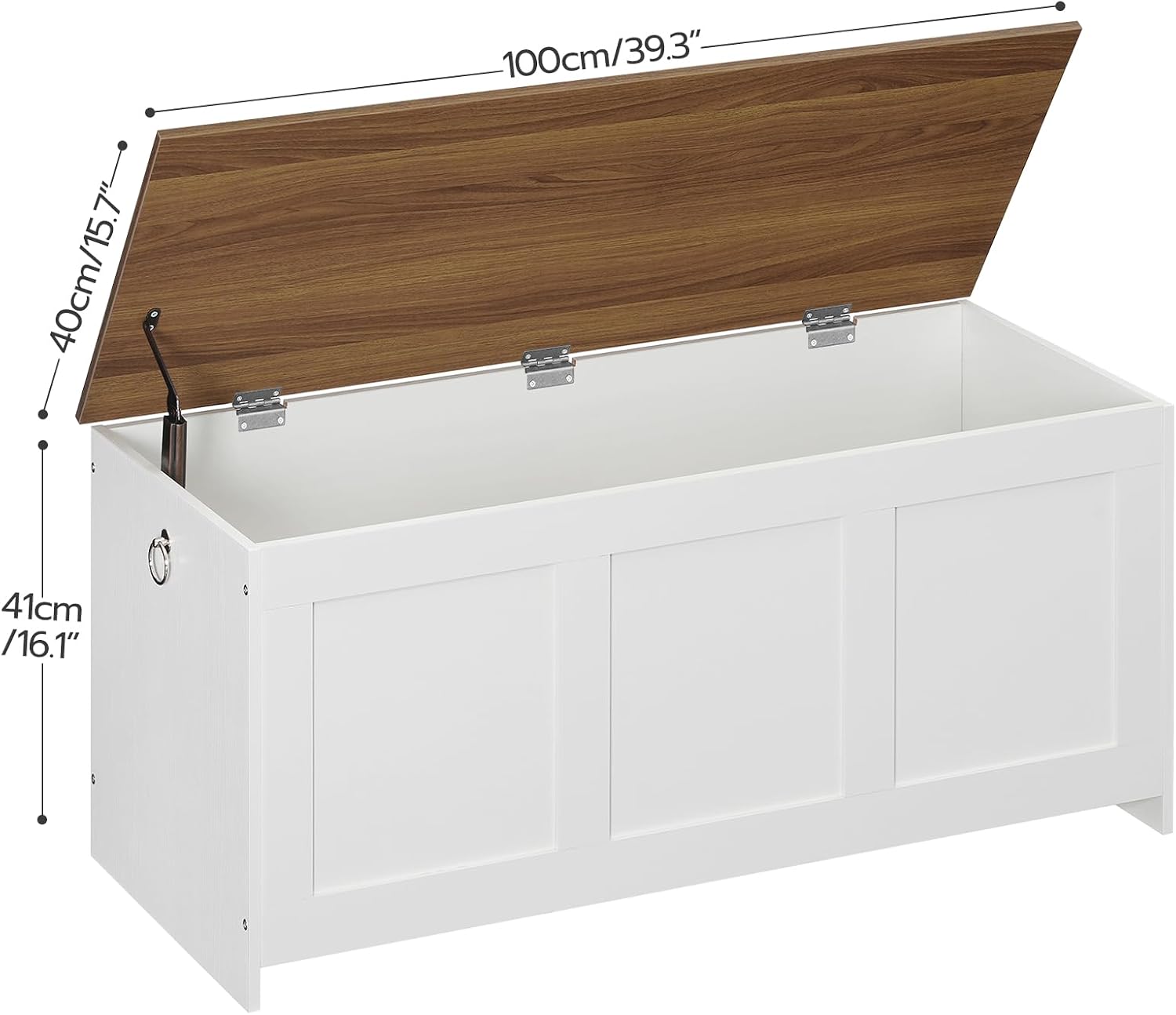 White Walnut Retro Lift Top Wooden Storage Bench