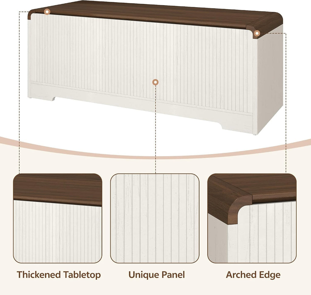 Off White Lift Top Large Wooden Storage Chest