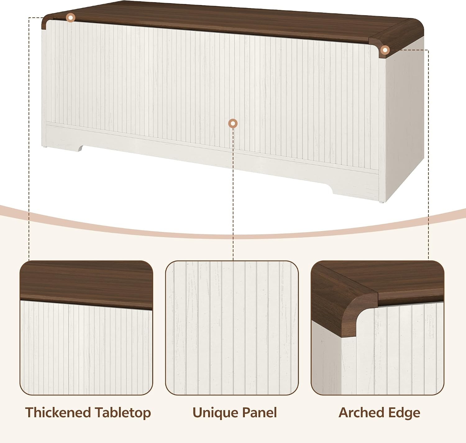 Off White Lift Top Large Wooden Storage Chest