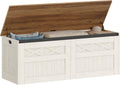 Retro White Farmhouse Large Lift Top Storage Bench