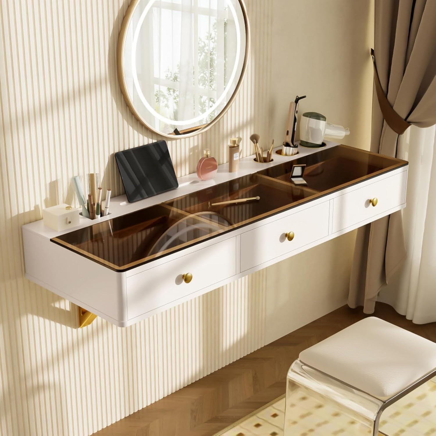 Compact Wall-Mounted Vanity Table