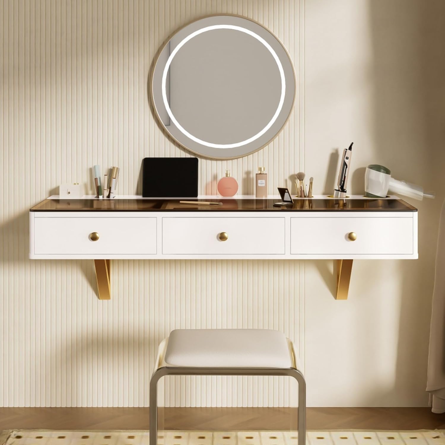 Compact Wall-Mounted Vanity Table