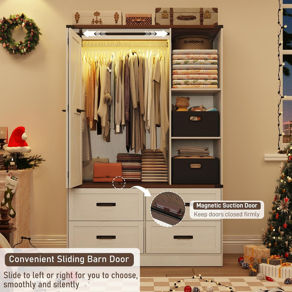 Farmhouse LED Sliding Wardrobe Closet