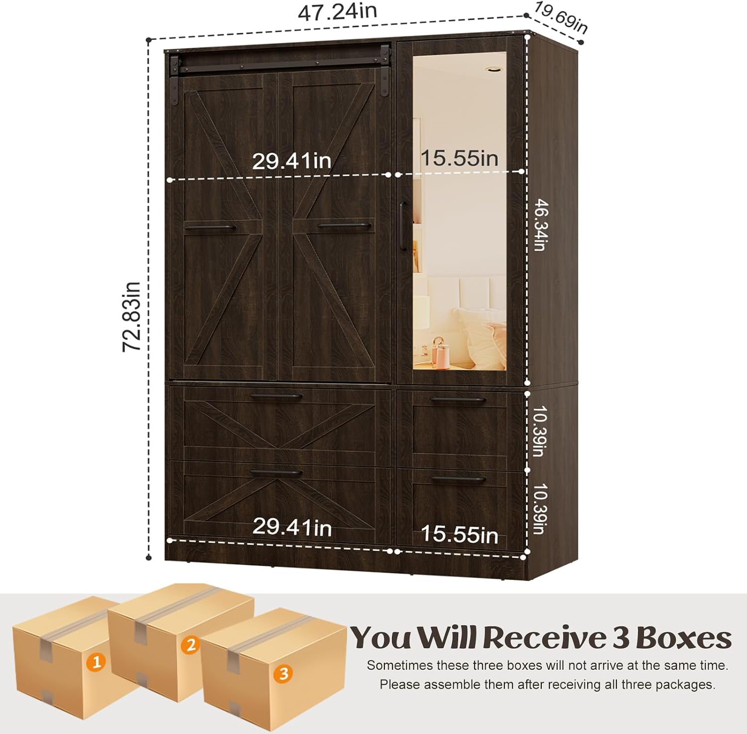 Sliding Mirror LED Wardrobe Closet