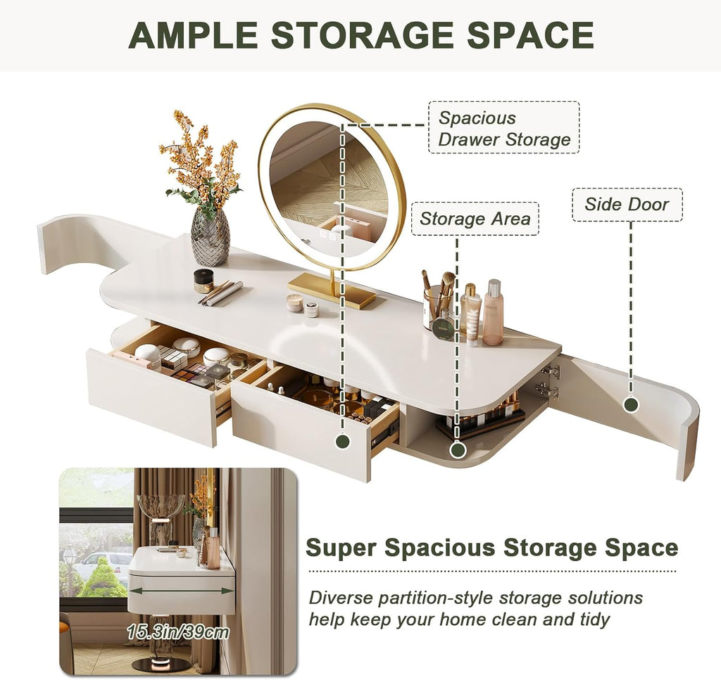 Wall Mounted Floating Makeup Vanity Table