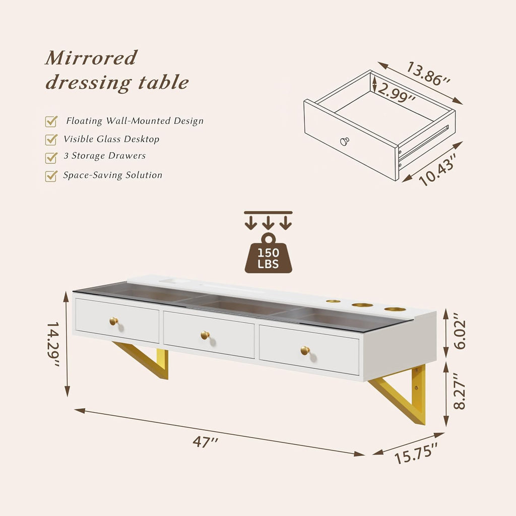 Wall Mounted Floating Vanity Table