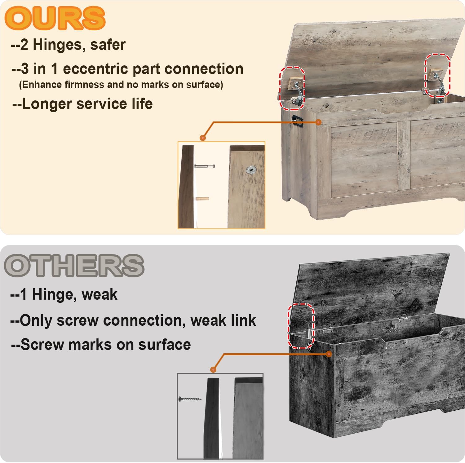 Grey Lift Top Wooden Storage Chest Bench