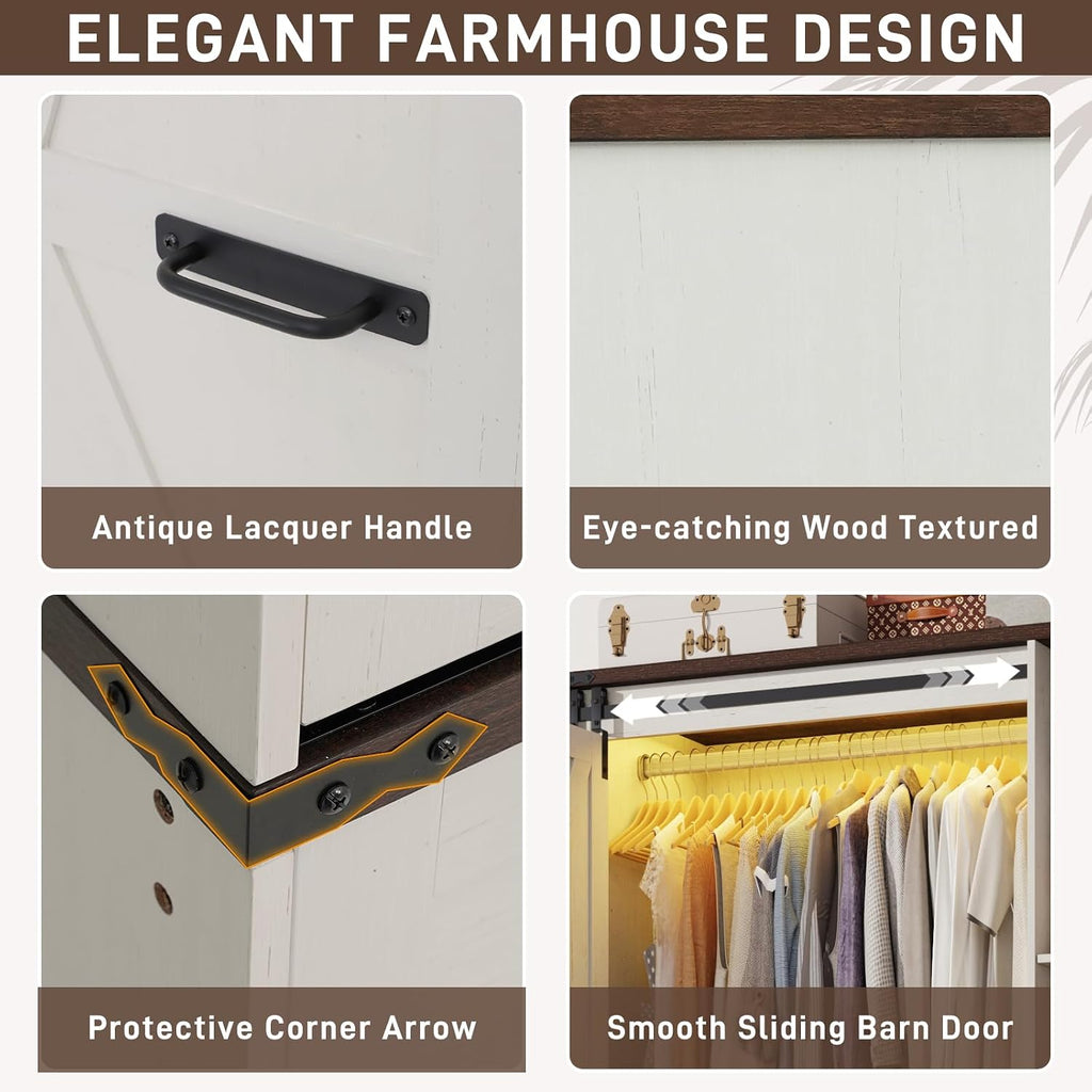 Farmhouse LED Sliding Wardrobe Closet