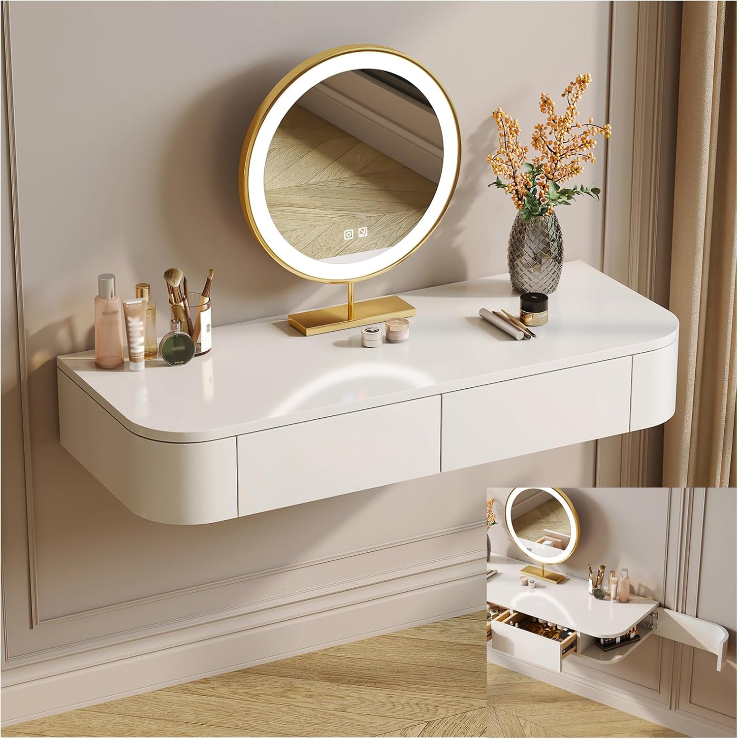 Wall Mounted Floating Makeup Vanity Table