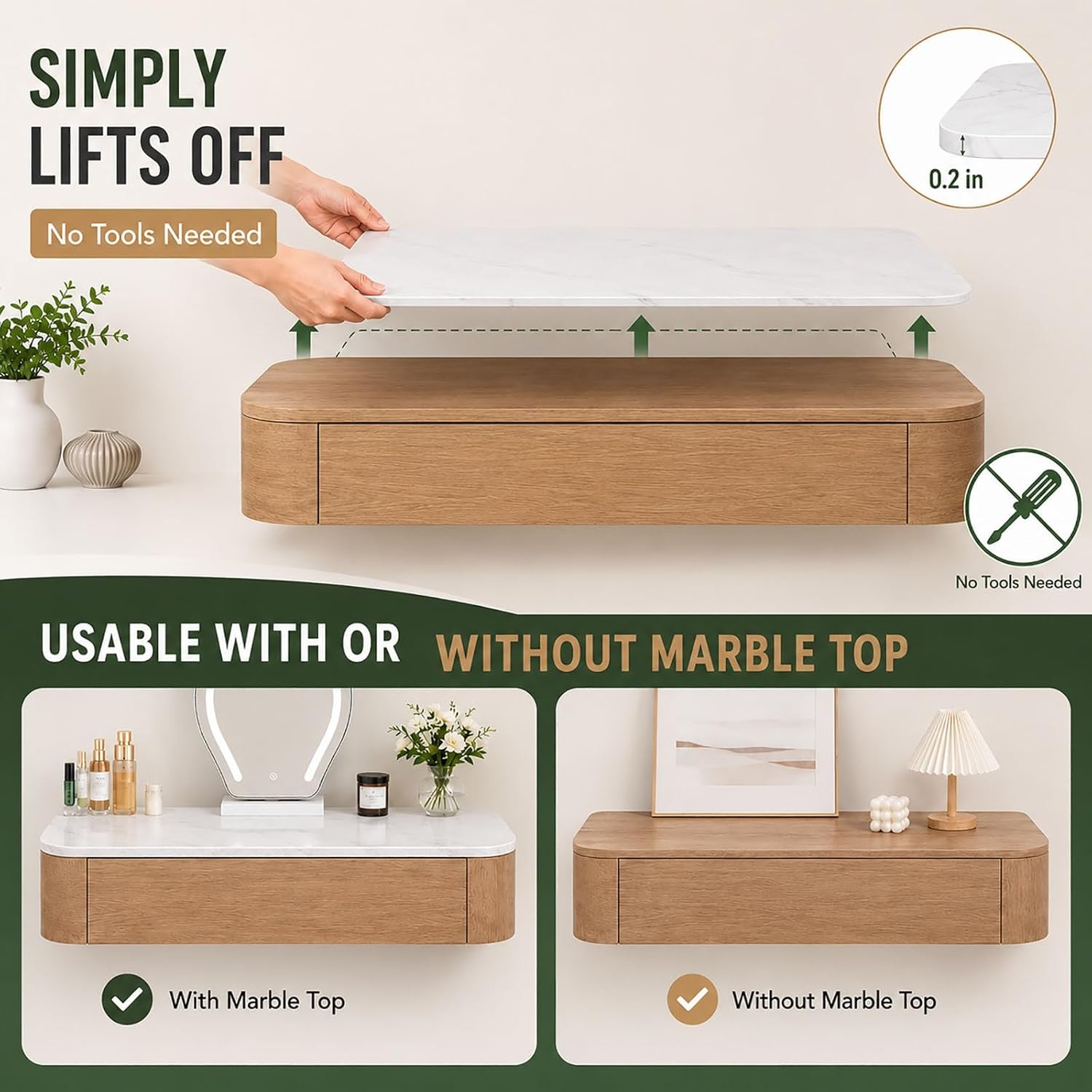 Floating Wall Mounted Makeup Vanity Desk
