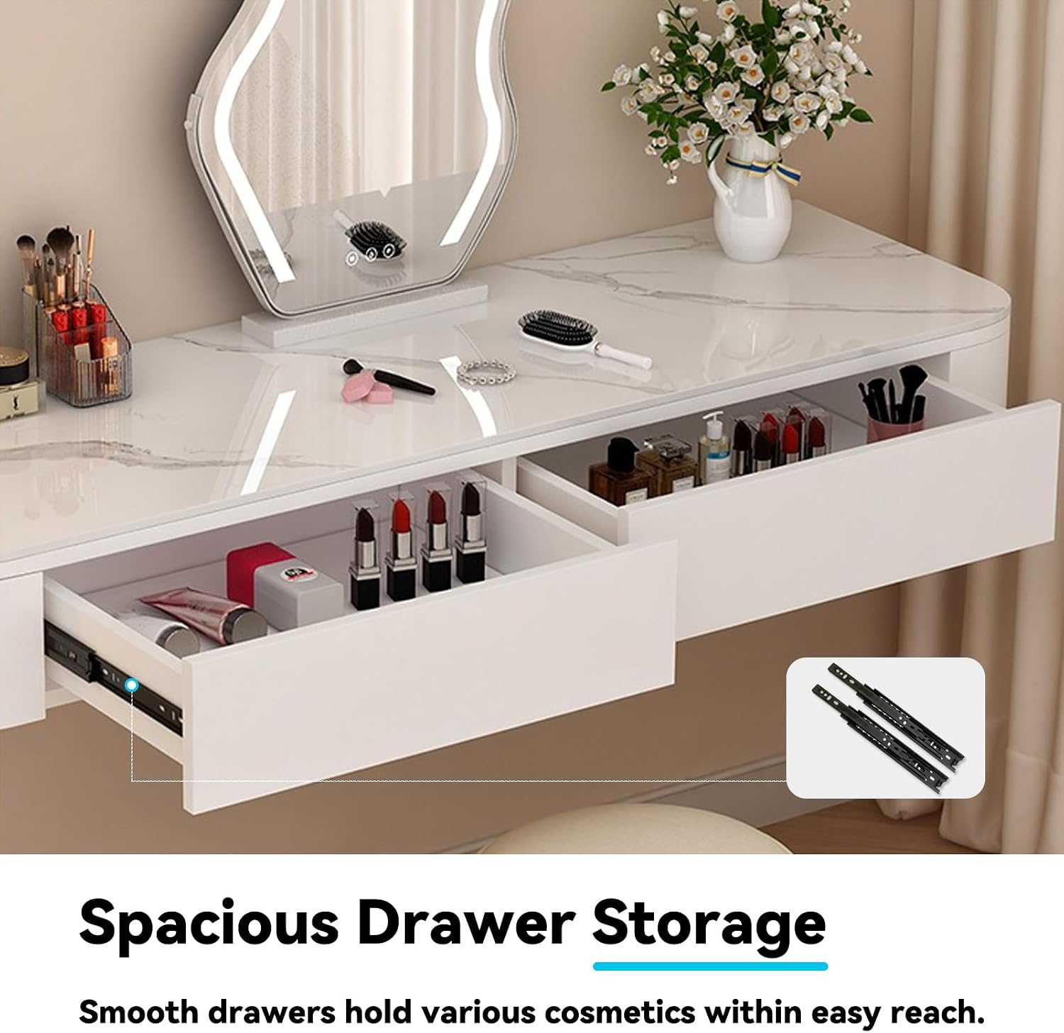 Corner Wall Mounted Floating Vanity Desk