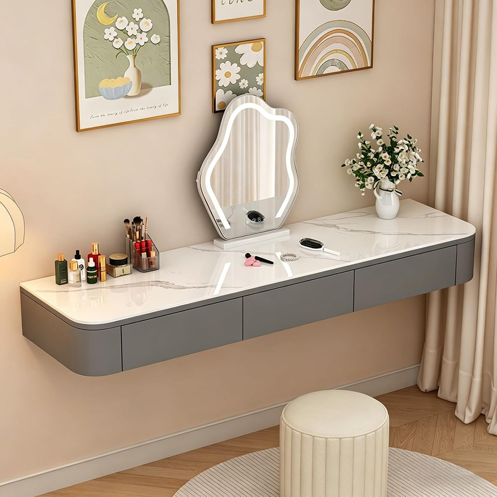 Corner Wall Mounted Floating Vanity Desk