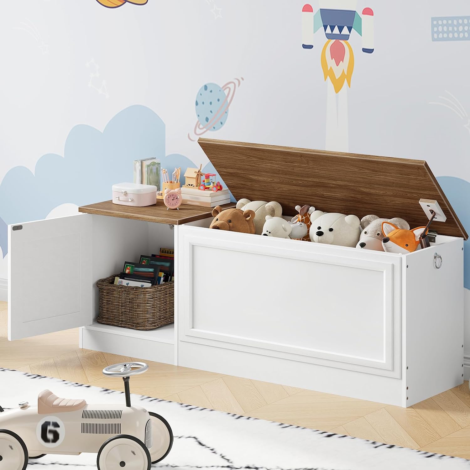 Safety Hinge Wooden Storage Bench