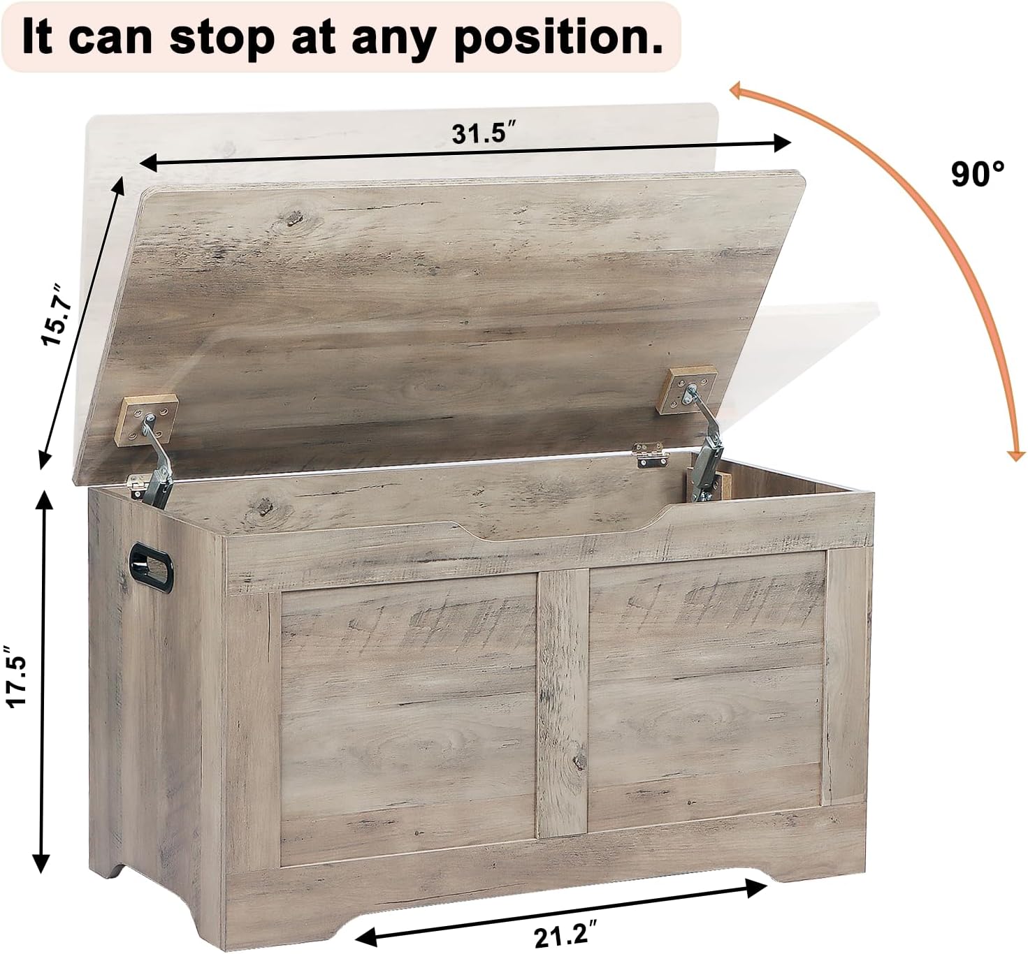 Grey Lift Top Wooden Storage Chest Bench