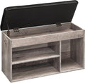 Rustic Brown Lift Top Cushioned Shoe Bench