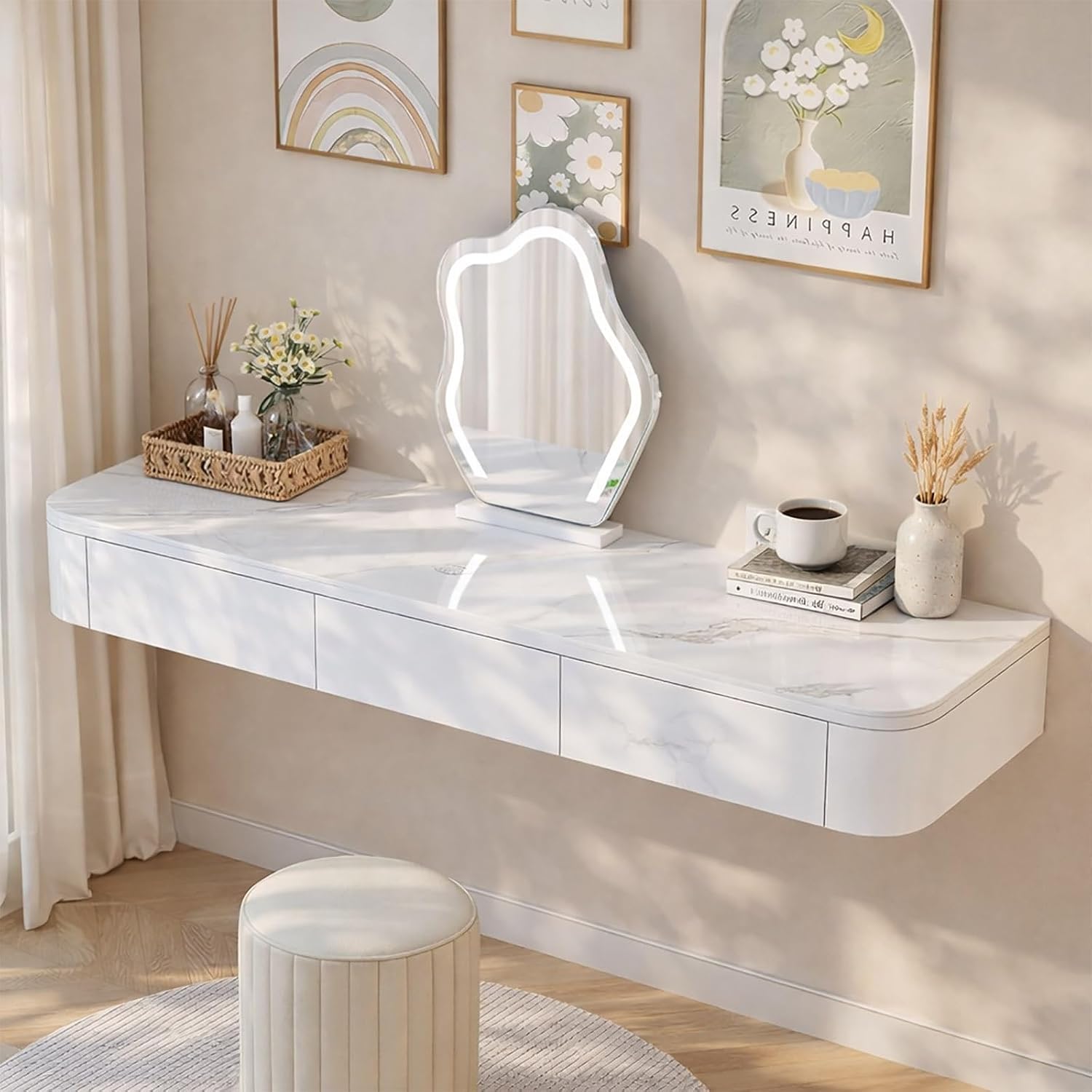 Wall Mounted Floating Makeup Vanity Desk