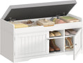 White Cushioned 2-Tier Lift Top Shoe Bench