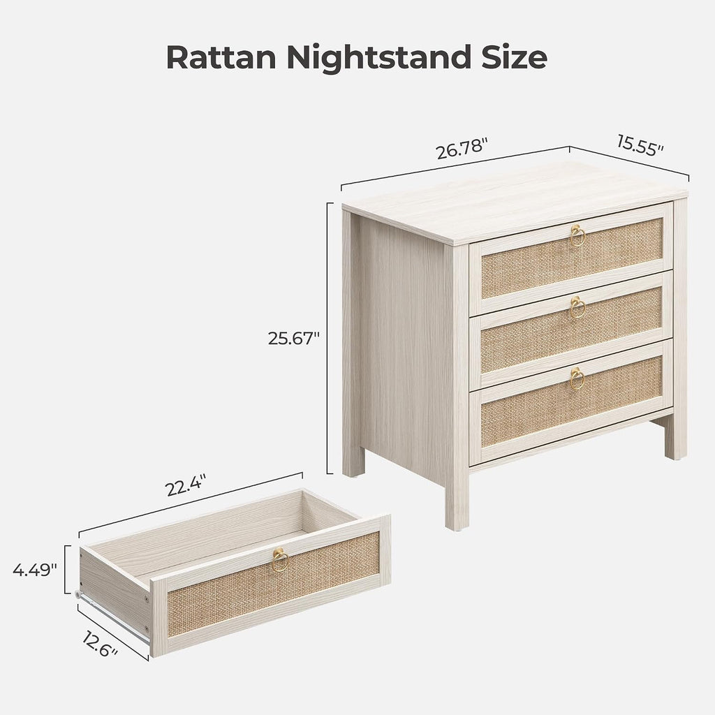 Rattan Storage Nightstand Set