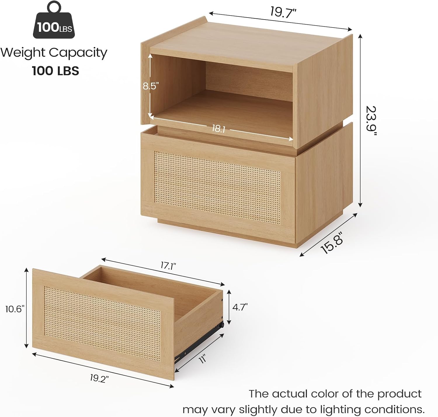 Stackable Wicker Rattan Nightstand