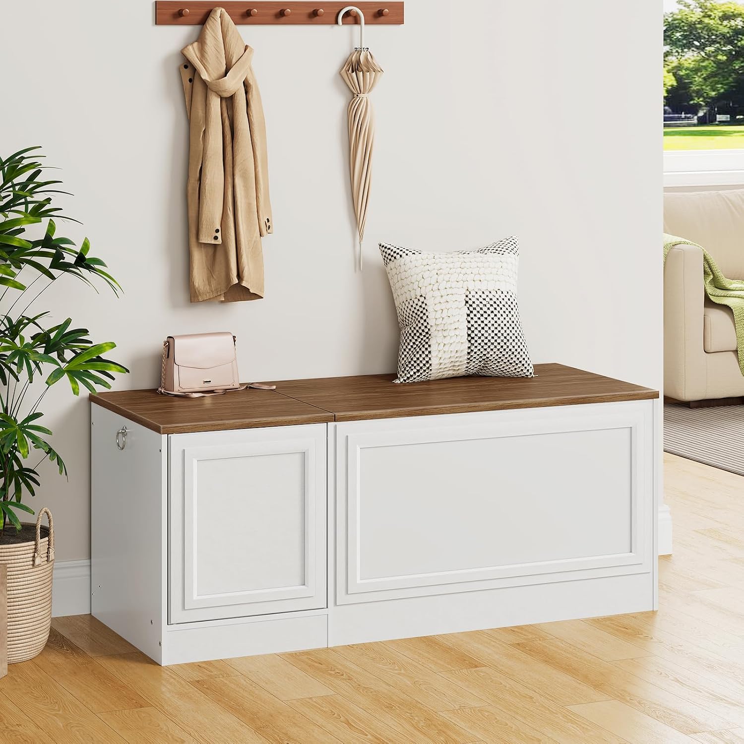 Safety Hinge Wooden Storage Bench
