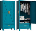 Farmhouse Metal Barn Door Wardrobe Cabinet