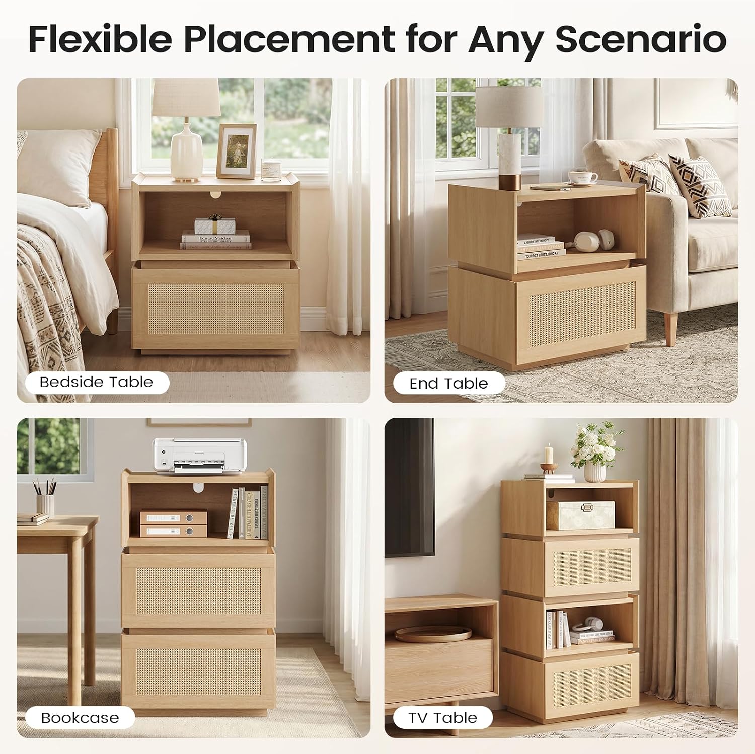 Stackable Wicker Rattan Nightstand