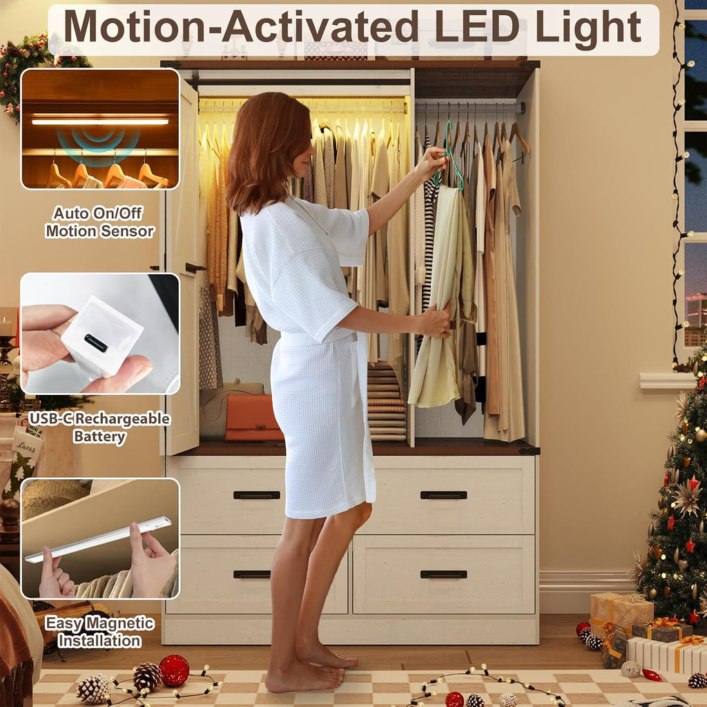 Farmhouse LED Sliding Wardrobe Closet