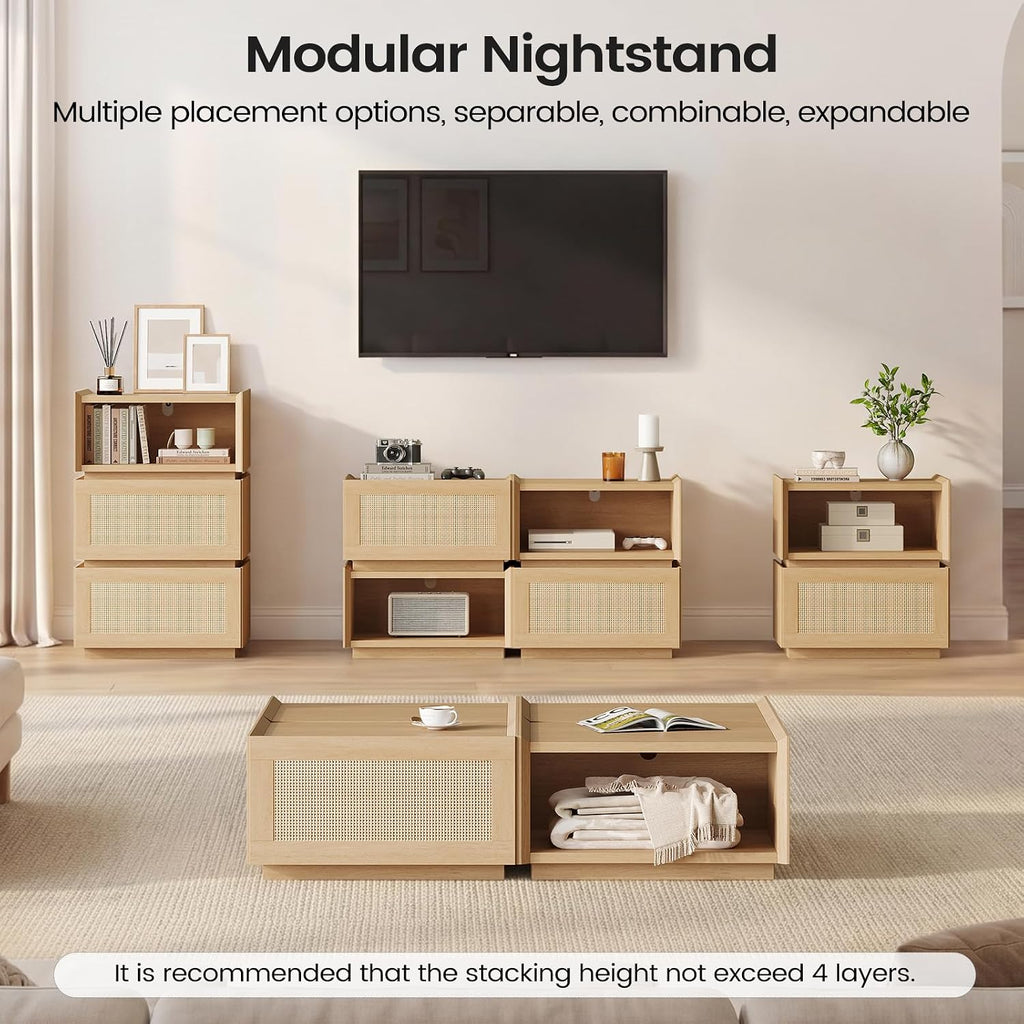 Stackable Wicker Rattan Nightstand