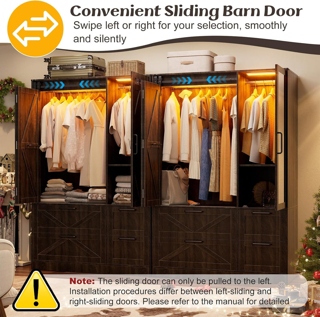 Sliding Mirror LED Wardrobe Closet