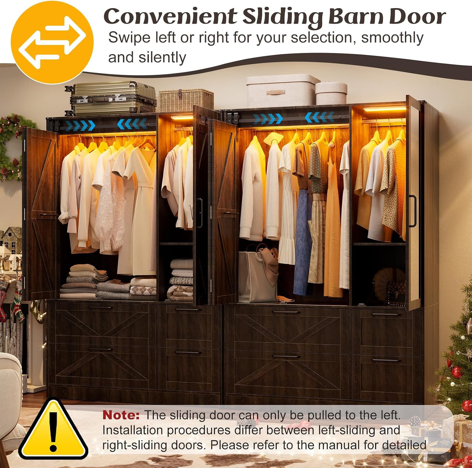Sliding Mirror LED Wardrobe Closet