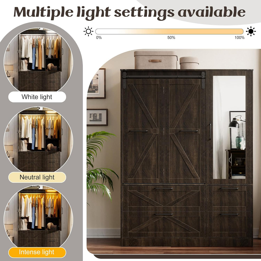 Sliding Mirror LED Wardrobe Closet