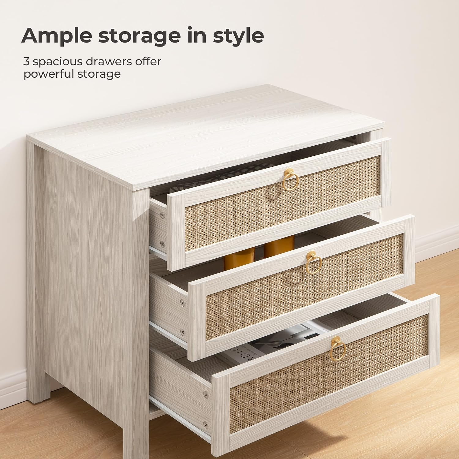 Rattan Storage Nightstand Set