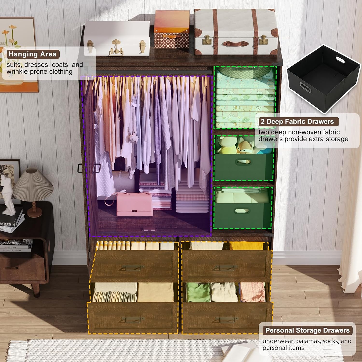 Farmhouse Sliding LED Wardrobe Closet