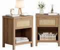 Boho Rattan Storage Nightstand Set