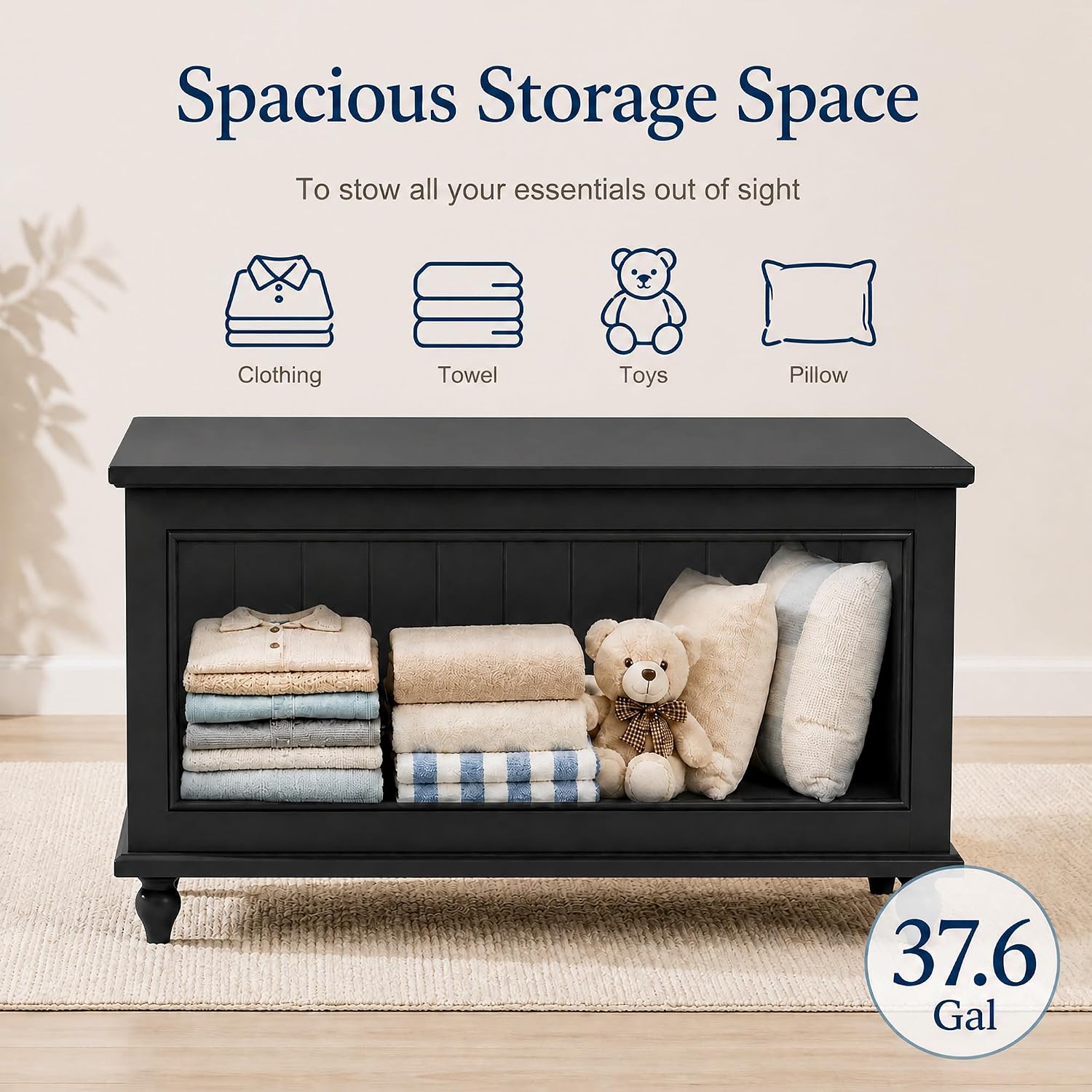 Vintage Flip Top Wooden Storage Bench
