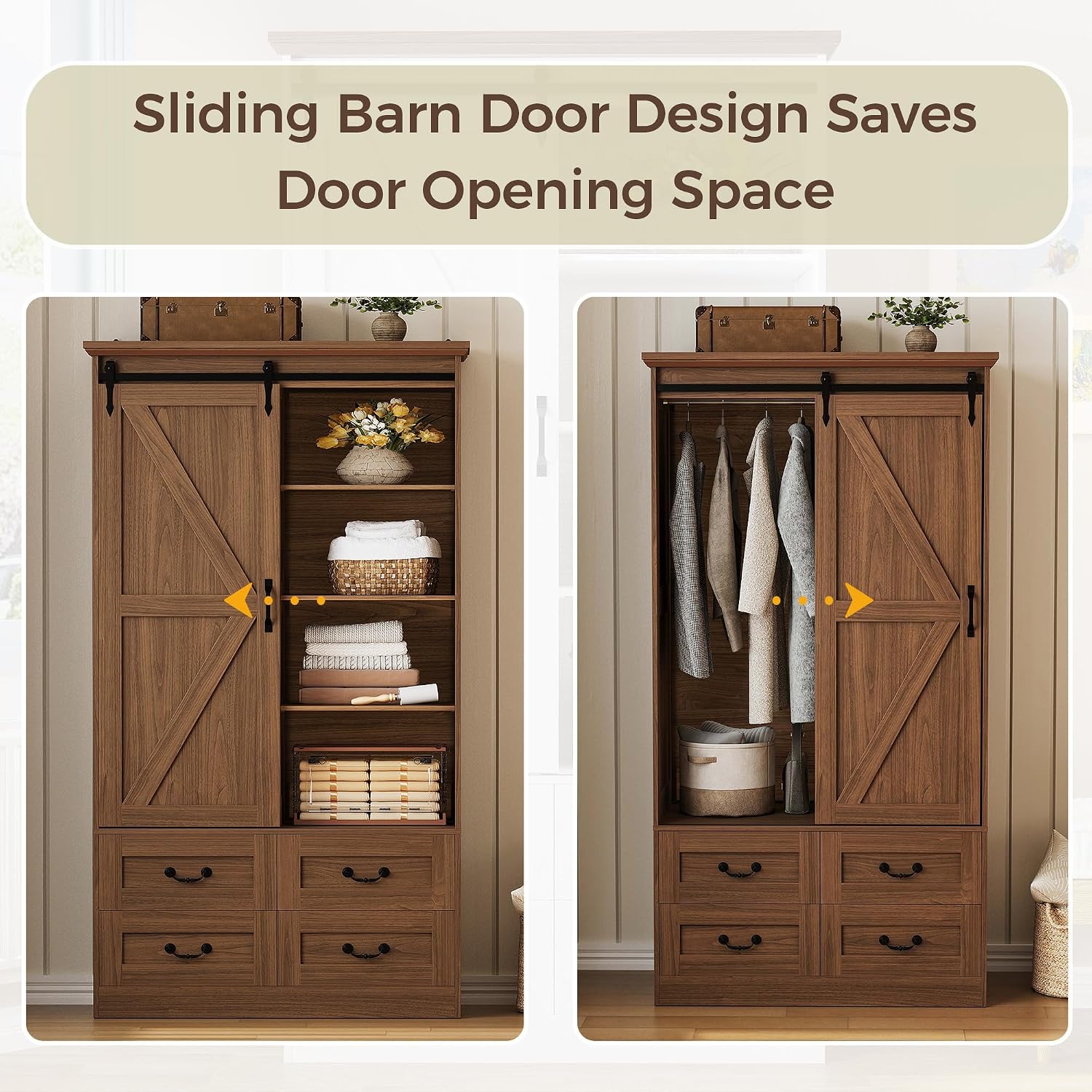Sliding Barn Door Wardrobe Cabinet