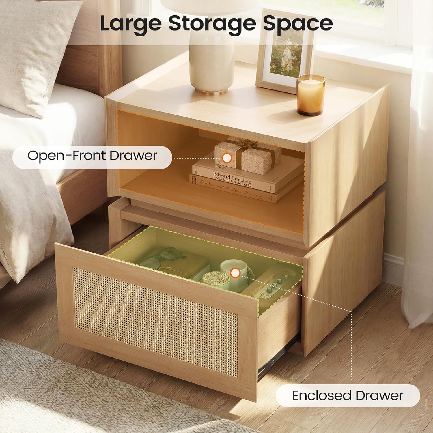 Stackable Wicker Rattan Nightstand